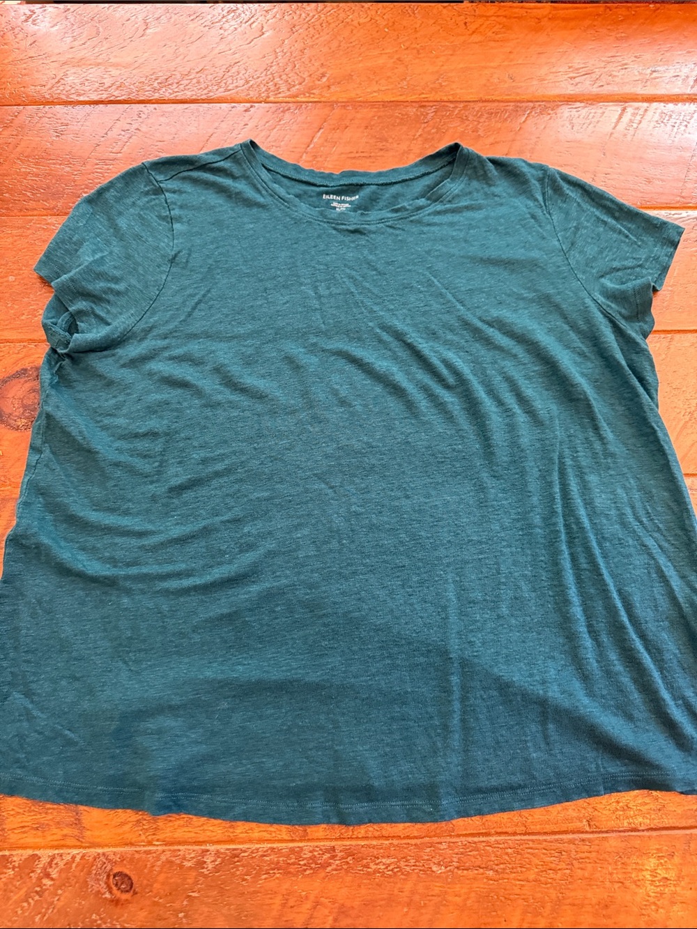 Eileen Fisher Short Sleeve Crew Tee - Teal Green